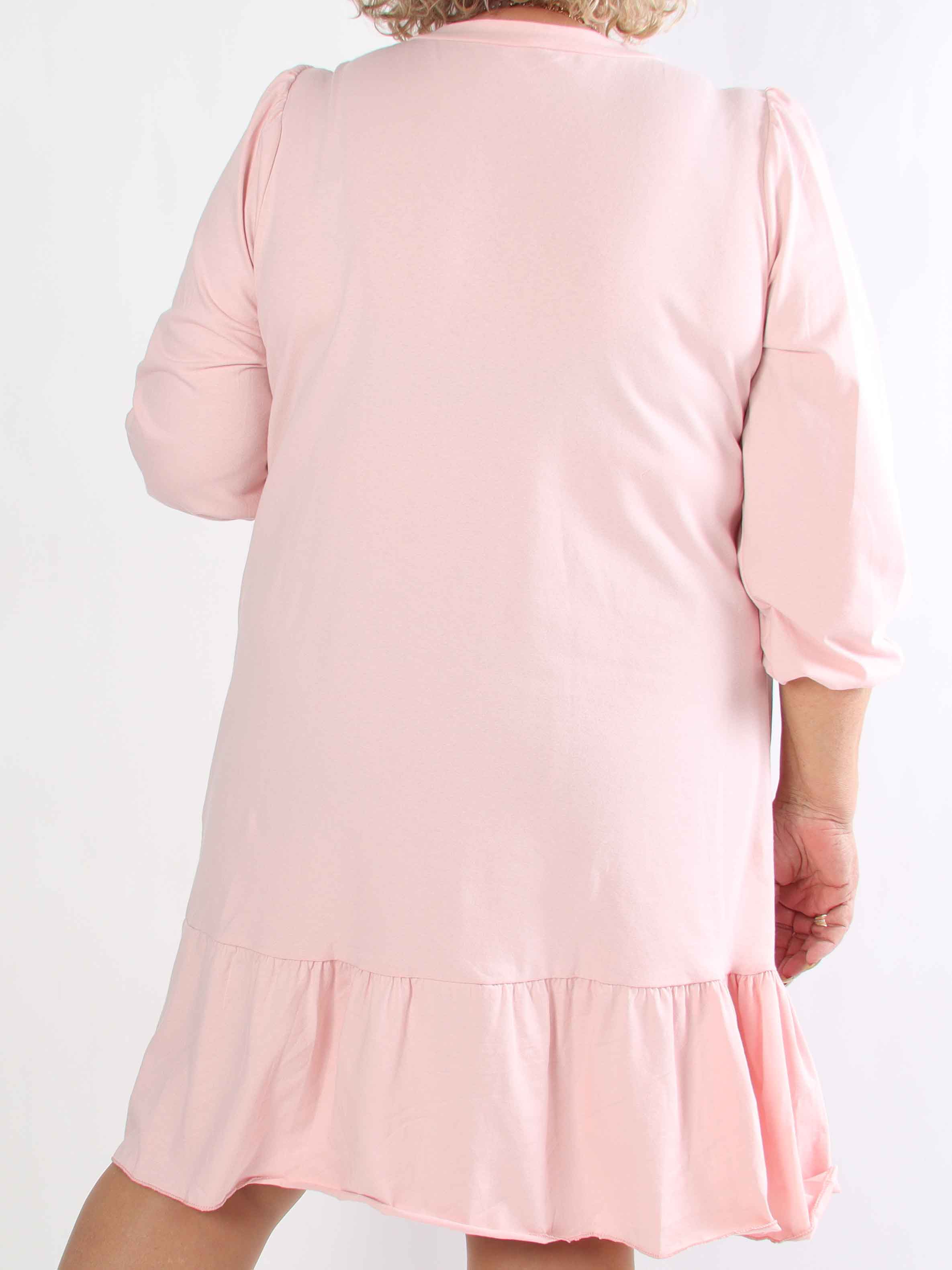 Zafira - Plus size joggingkjole i bomuld med sød flæsekant